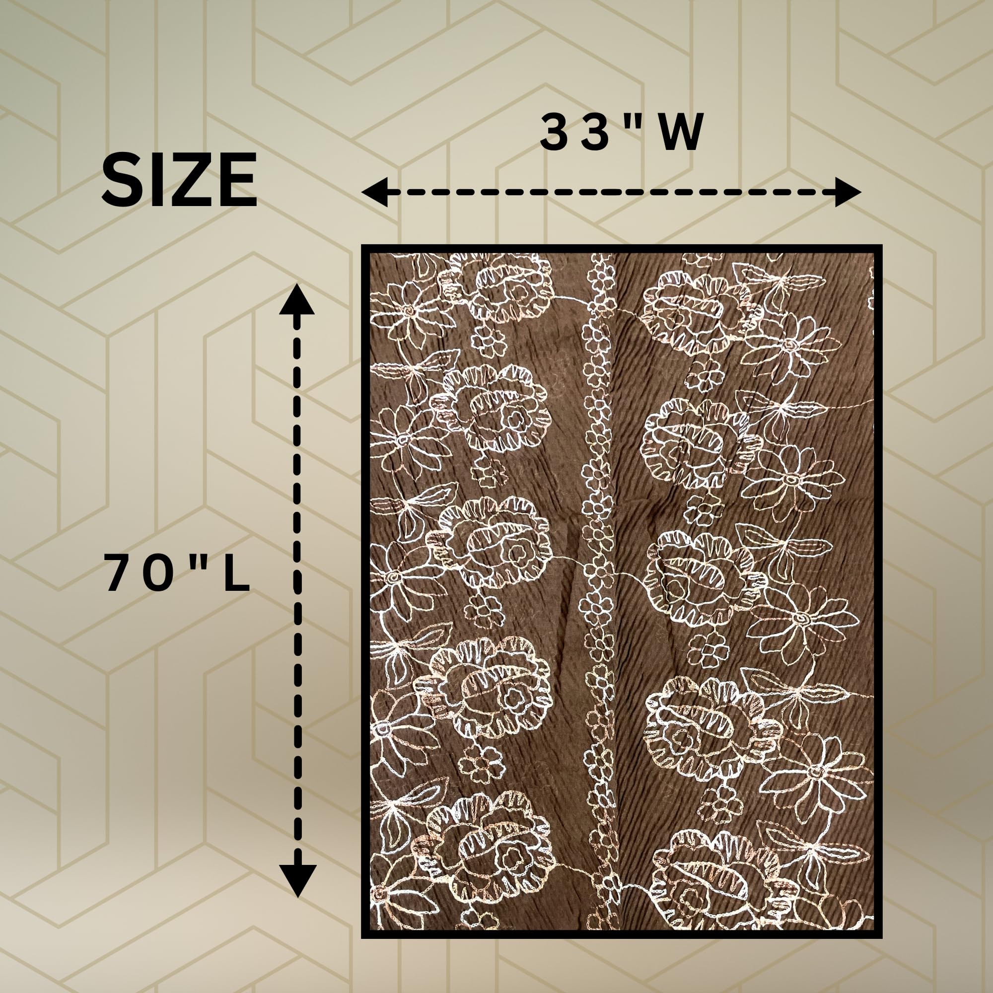 FAHABO Scarf Woman Pleated Cotton Scarves with Embroidery and Tassels | Hijab Scarf | Headscarf | Neck Scarf | Stoles | Wraps (Cafe Noir Brown -1)