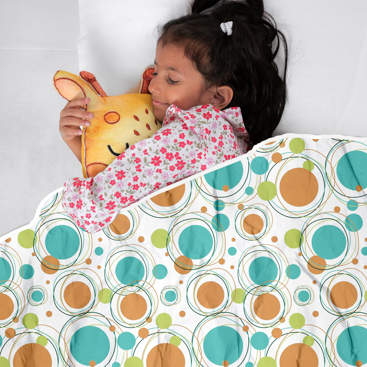 Divine Casa 120 GSM Polka Dots White Blanket for New Born Baby|Baby Dohar 0-4 Years Cotton - 135 x 100 CM Kafalo