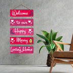 Artvibes Welcome To Our Happy Messy Loving Home Wooden Wall Hanger for Gateway | Quotes Decor Item | Door Quotes Hanging | Wall Poster | Wall Art Print | Gift Items for Home Decor (WH_6201N)