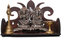 GOJEEVA KRAFT Engineered Wood Hand Crafted Carved Pattern Home Temple for Idols Temple for Home and Office I Ganesh Ji Pattern | Set Top Box Stand I Wooden Mandir (Pack of 1) (Medium)