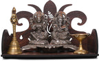 GOJEEVA KRAFT Engineered Wood Hand Crafted Carved Pattern Home Temple for Idols Temple for Home and Office I Ganesh Ji Pattern | Set Top Box Stand I Wooden Mandir (Pack of 1) (Medium)