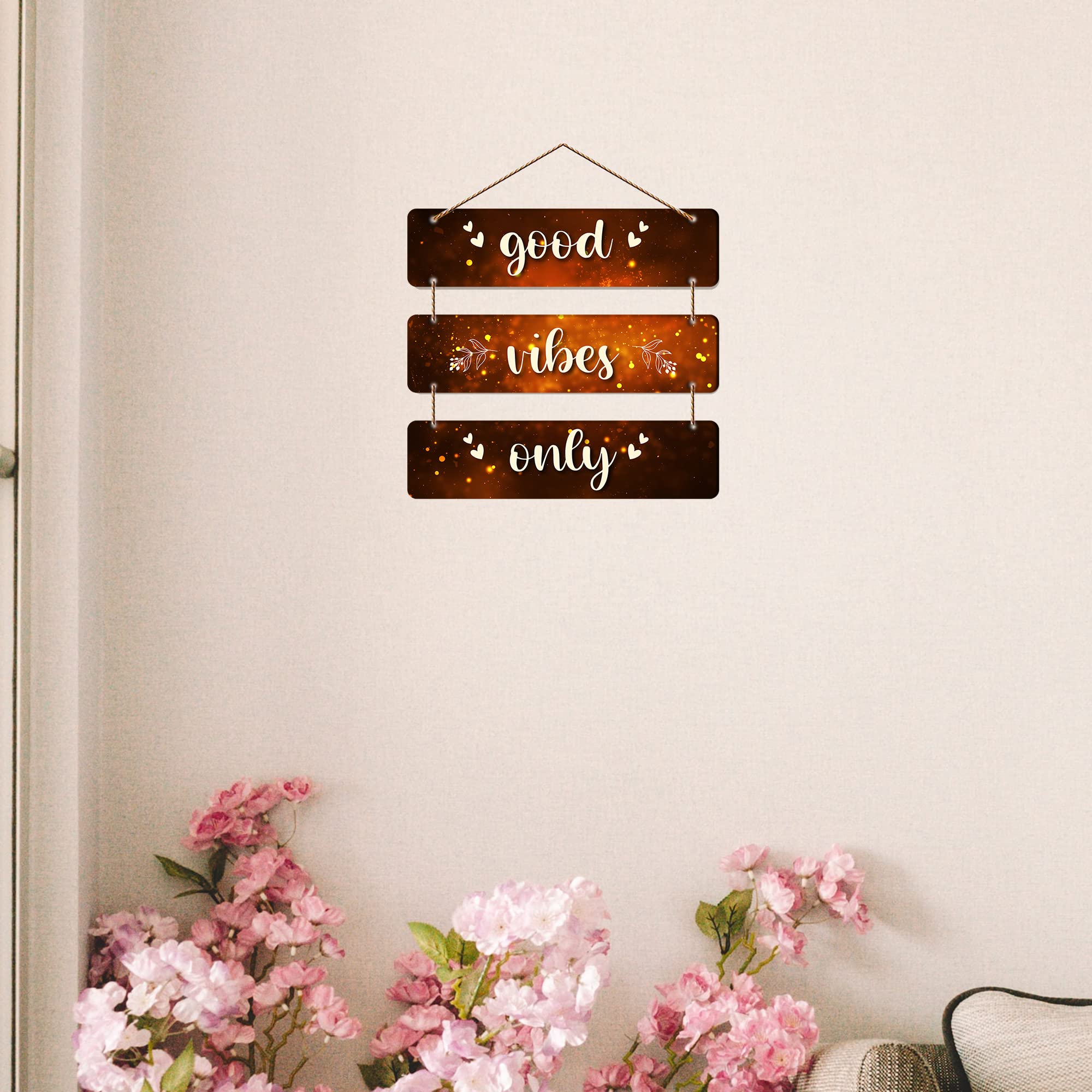 Artvibes Good Vibes Only Decorative Wall Hanging Ornaments | Quotes Decor Item | Wall Poster | Mdf Wall Decoration for Office | Wall Art Print | Inspirational Quotes | Gift Items (WH_5301N)