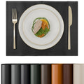Encasa XO Faux Leather Dining Table Placemats, Water Repellent Black Kafalo