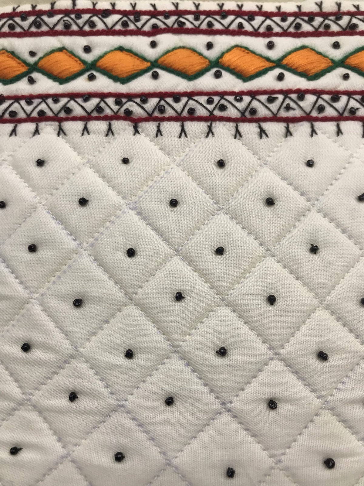 srishopify handicrafts Women Handbag Small Size Banjara Traditional Mini Handle Bag handmade Hand Purse Cotton 9x7x3 Inch Size original Beads Thread Work (white handbag)