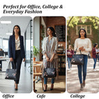 Siza Women Handbag for Office Use, Tote Bag for Women, Stylish Black Shoulder Bag with Zipper, Multi Compartment Travel & Daily Use Handbag (Black)