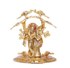 Prince Home Decor & Gifts Fabric Gold Oxidized Finish Radha Krishna Playing Flute Under Tree God Idols for Home Decor (Multicolour, Standard)