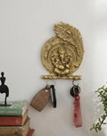 KridayKraft Metal Ganesha ji Key Holder with Meena Work Decorative for Wall | Ganesh Statue/Religious | Idol/Wall Hanging (Ganesh Pankhi)