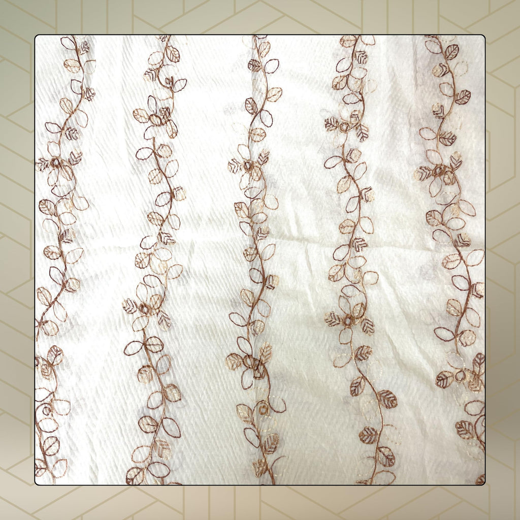 FAHABO Scarf for Women Stylish Pleated Viscose Cotton with Embroidery and Tassels | Hijab Scarf | Stole | Soft, Lightweight, and Latest Scarves | 72 x 33 Inches (Fairy Tale White)