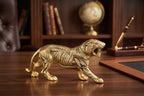 KridayKraft Golden Metal Antique Tiger/Jaguar/Panther/Sher Figurine Table Top Decorative,Feng Shui & Vanstu,Animal Showpiece Figurines...