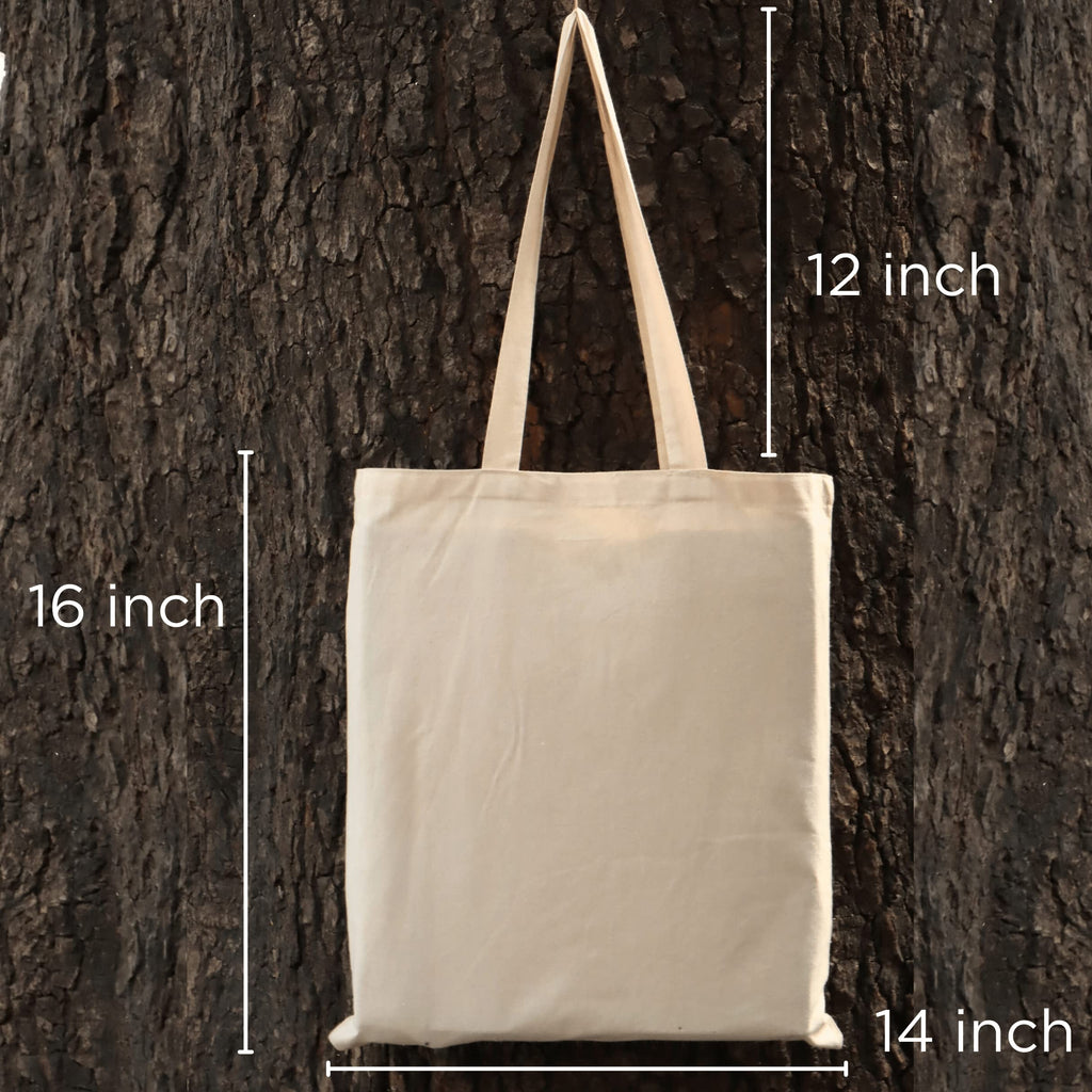 Prakriti Maitri Shopping Cotton Plain Tote Bags 14/16 inch with Long Handles| Grocery Bag | 15 kg Carrying Capacity | Unisex | Easy to Wash | Professionally Stitched | Pack of 10 for Men and Women