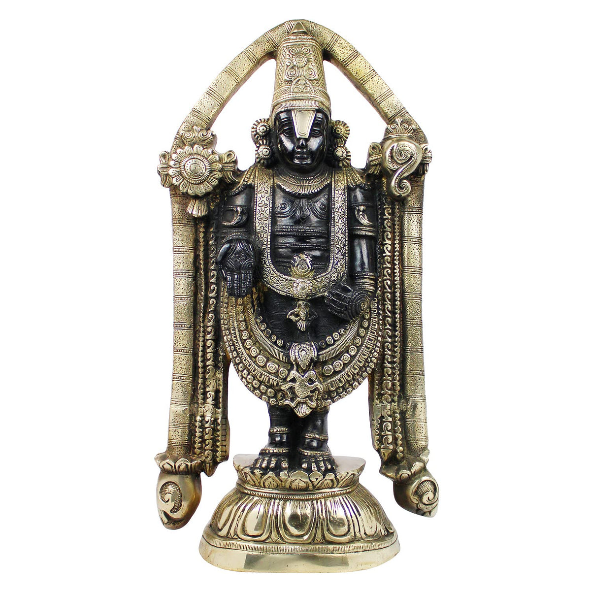 ARTVARKO Big Brass Lord Tirupati Blessing Balaji Statue God Venkateswara Incarnation of Vishnu Sculpture for Health Wealth Figurine Home Decor Height 23 Inches