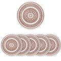 Encasa XO Dining Table Mats, Round Ribbed Cotton, Heat Resistant Maroon Kafalo