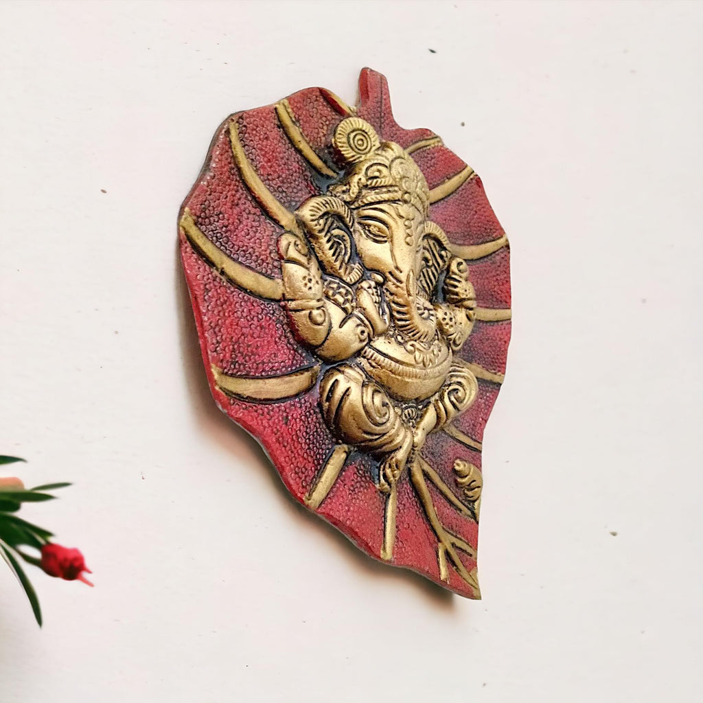 KridayKraft Metal Leaf Ganesha ji Statue,Ganpati Wall Hanging Sculpture Lord Patta Ganesh Idol Lucky Feng Shui Wall Decor Your Home, Office,Religious Gift Article Decorative,Showpiece Figurines...