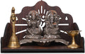 GOJEEVA KRAFT Engineered Wood Hand Crafted Carved Pattern Home Temple for Idols Temple for Home and Office I OM Carved | Set Top Box Stand I Wooden Mandir (Pack of 1) (Medium)