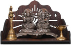 GOJEEVA KRAFT Engineered Wood Hand Crafted Carved Pattern Home Temple for Idols Temple for Home and Office I OM Carved | Set Top Box Stand I Wooden Mandir (Pack of 1) (Medium)