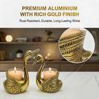 RUNARA Swan Showpiece Tea Light Candle Holder | Love Birds for Good Luck | Home Decor Item | Anniversary & Wedding Gift for Couple | Candle Not Included | Gold