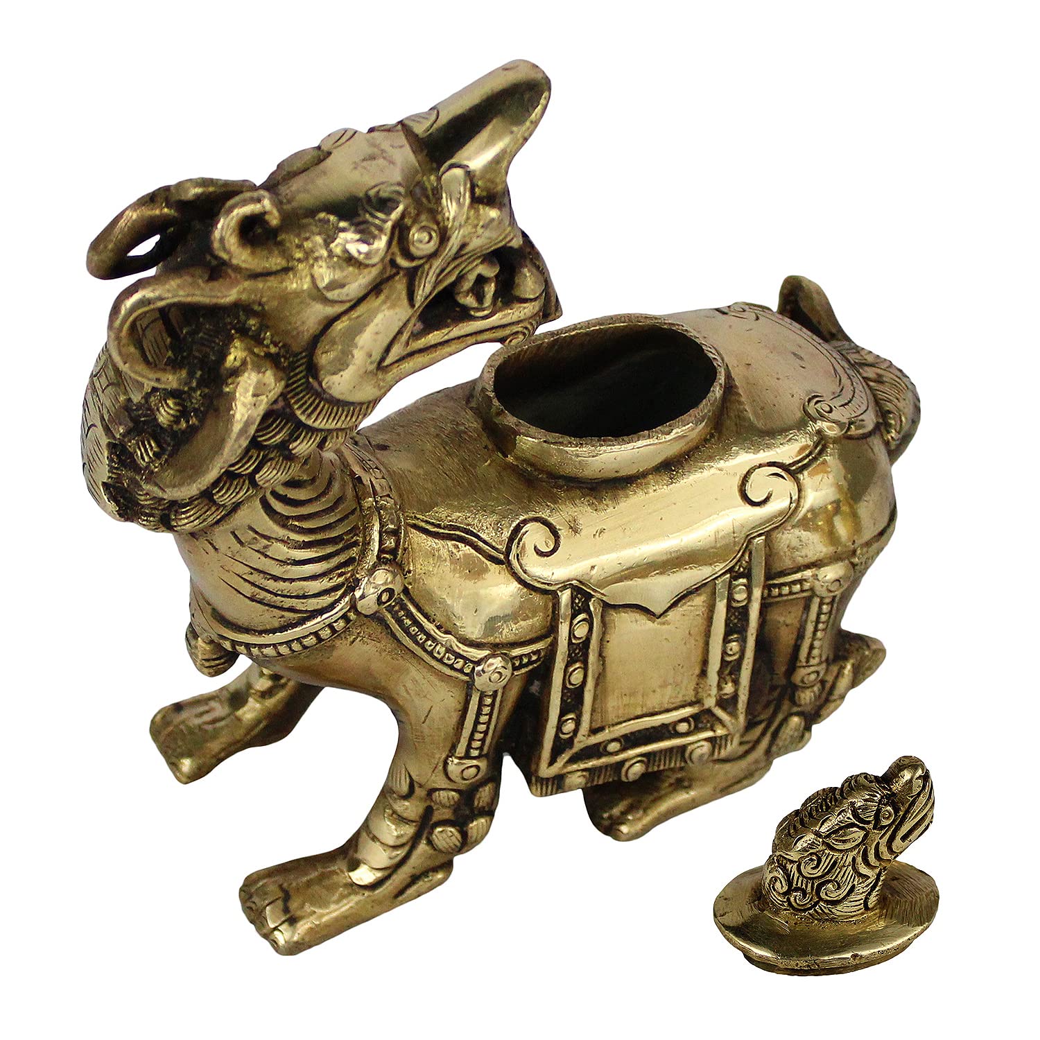 ARTVARKO Brass Dragon Shape Multipurpose Box Long Statue Idol Wealth Showpiece Feng Shui Lucky Charm Vastu Desk Decor Gift.