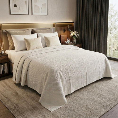 100% Cotton Muslin AC Blanket | 4 Layer Textured Breathable Summer Throw | Lightweight Blanket for AC Rooms | All Season Comfort Dohar | 150x220 cm | Off White Kafalo