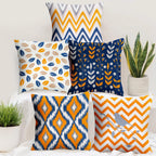 Story@Home Cushion Cover | Polyester | 16 in x 16 inch | Vibrant Blue & Orange Geometric Design | Pillow Covers Set of 5 | Decoration Items for Living Room, Sofa Decor | Chic Accent Cushion Covers