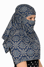 DEEPNYRA - LIVING STYLE Scarf Face Full Covering With Mask Head Hair Wrap Sun Protection For Women Cotton Printed Square All Season Wear (GREYCARRY)