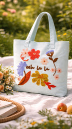 ABSTRACT INDIA Handcrafted Shoulder Tote Bag with Zipper Closure | Cotton Canvas Breathable fabric | Travel, Office, College & Daily Use Tote Bag for Women