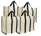 Pentbuns Big Eco Cotton Canvas Shopping Bags for Carry Milk Grocery Fruits Vegetable with Reinforced Handles jhola Bag - Kitchen Essential (17x8.5x14'') Best Gift for New Year and Christmas (Set of 4)