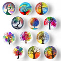 TYAGY Decorative Glass Magnets Set for Refrigerator, Crystal Life Tree Design, Strong Magnetic Stickers for Kitchen, Office, Whiteboard, Pack of 12 Pcs (Fridge Crystal D01)