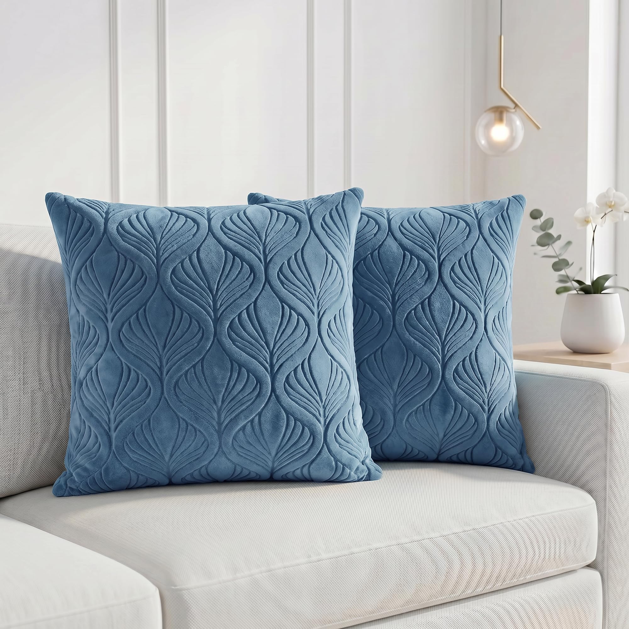 Yellow Weaves Jacquard Cushion Covers | Sofa Cushion Covers | Throw Pillow Cover for Sofa, Couch, Living Room| Removable & Washable | 16x16 Inches, Set of 2 (Teal Blue)