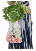 MSK Looms Eco Friendly Light Weight Cotton Net String Bag with Long Handle, Reusable Produce Bag for Fruits and Vegetable - White