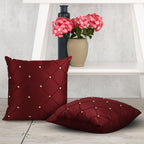 JDX Attractive Cushion Cover Set for Living Room and Sofa, 8047_Red - Velvet, 250Tc