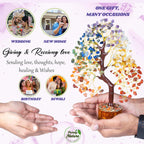 7 Chakra Crystal Tree 300 Beads – Original Natural Gemstones, Healing Bonsai Money Tree of Life for Home Decor, Vastu, Reiki, Feng Shui, Positive Energy, Prosperity & Good Luck