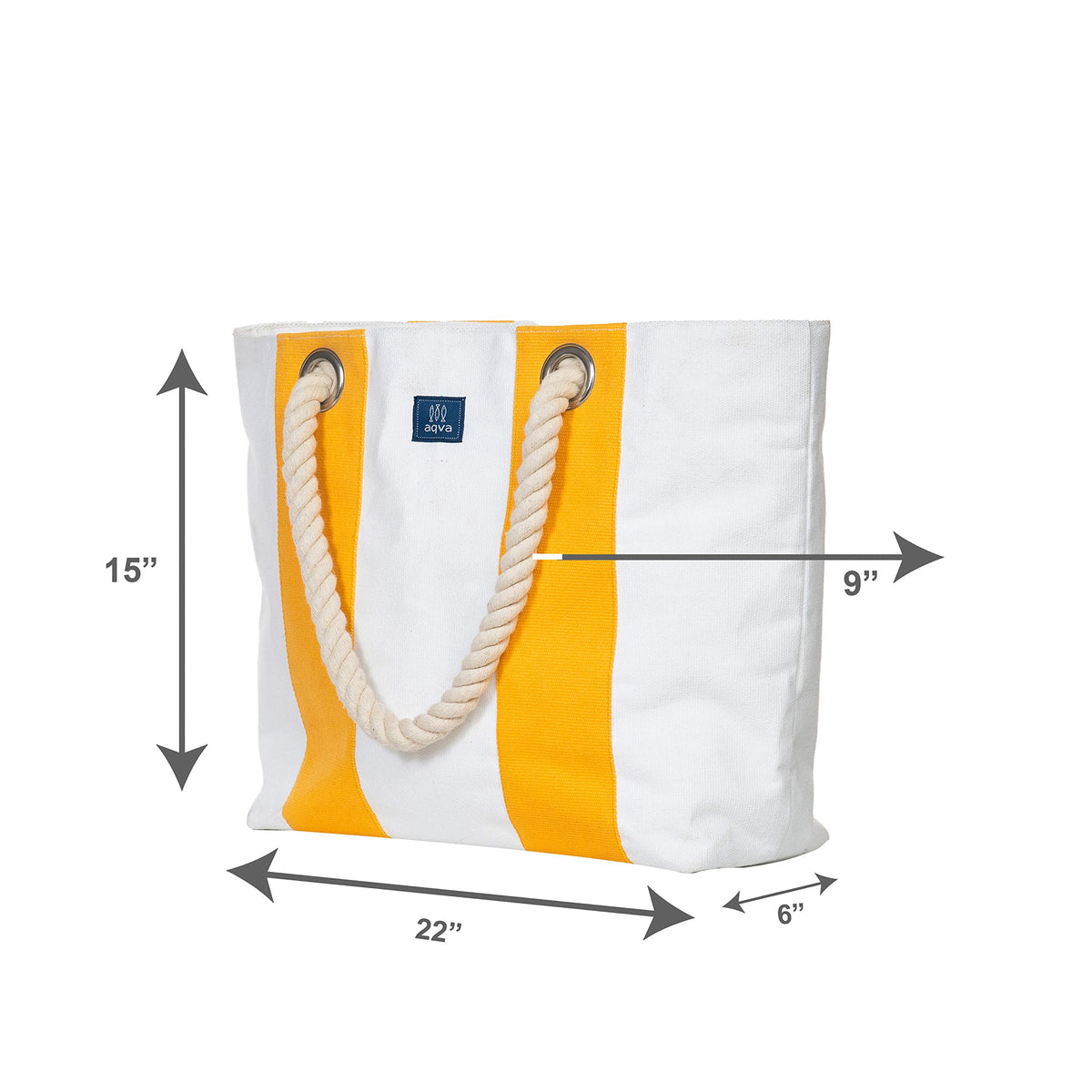 AQVA Women's Tote Bag With Zipper Pouch, Cotton Canvas Shoulder Bag With Rope Handles & Magnetic Button Closure, Utility Handbag For Travel, Work, Shopping, Office, College, Beach, White