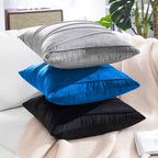 Khooti Velvet Striped Cushion Cover Pack of 1-40X40/102X102 Cm | Bondi Blue | Soft Pillow Covers Cushion Case for Sofa Bedroom Living Room Chair Car, Cushion Cover with Zig Zag Pattern