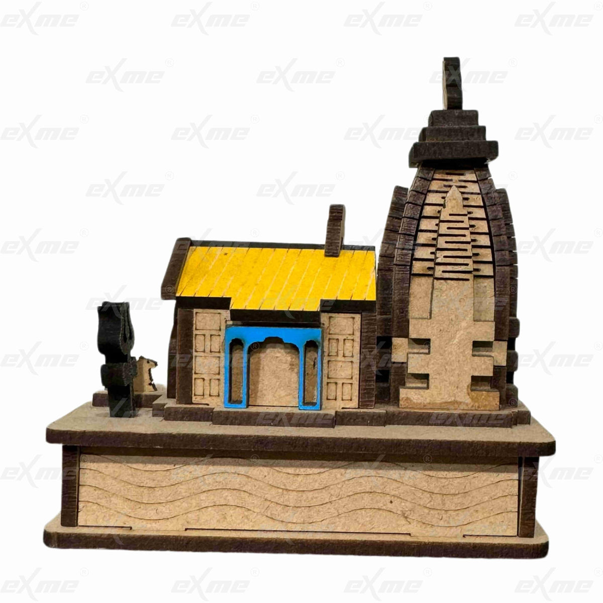 eXme Handcrafted Miniature Wooden Temple Statue – Decorative Mandir Idol for Home, Office, Car Dashboard & Gifting | Ideal for Pooja, Birthday & Housewarming Decor (Kedarnath)