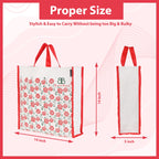 BLACKBOXES Big Eco Cotton Canvas Shopping Bags for Carry Milk Grocery fruits Vegetable with Reinforced Handles jhola Bag - Kitchen Essential (16x5.5x14.5-inches) (Red)