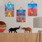 Artvibes Traditional Indian Wall Decor Decorative MDF Wooden Wall Art for Home | Wall Sculpture | Signs & Plaques | Festive Decor | Graphic Artwork | Wall Poster | Gift Items (WH_9610N), Set of 3