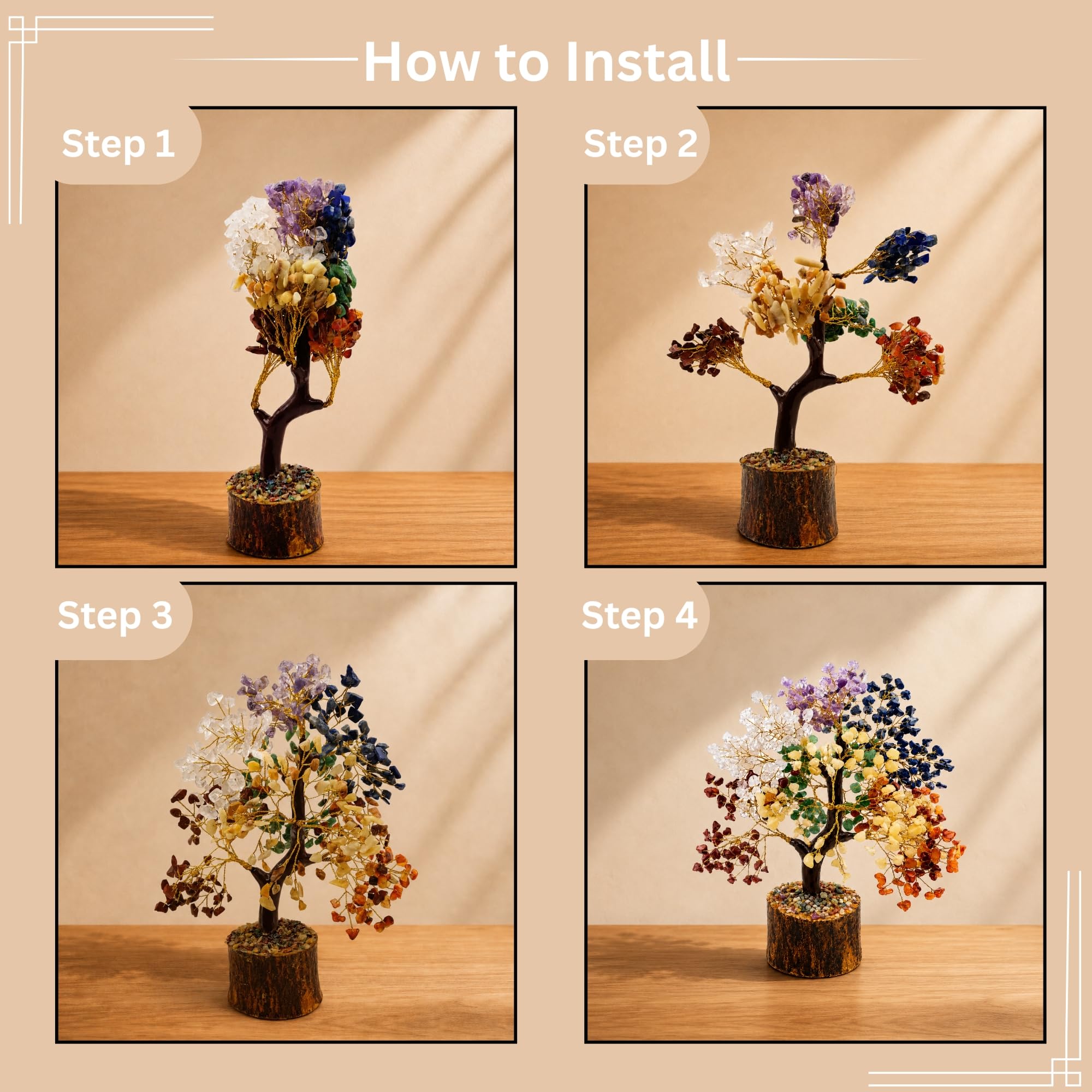 Vastu Items | 7 Chakra Crystal Tree | 500 Multistone Beads | Positive Energy Items for Home | Feng Shui Items for Good Luck | Spiritual Gifts for Mom, Dad, Men and Women