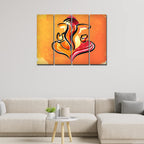 VIBECRAFTS Shree Ganesha Abstract Art 4 Pieces Canvas Wall Painting Fitted With Wooden Frame For Home | Office | Living Room | Gift(PTVC4Pcs1_13523)