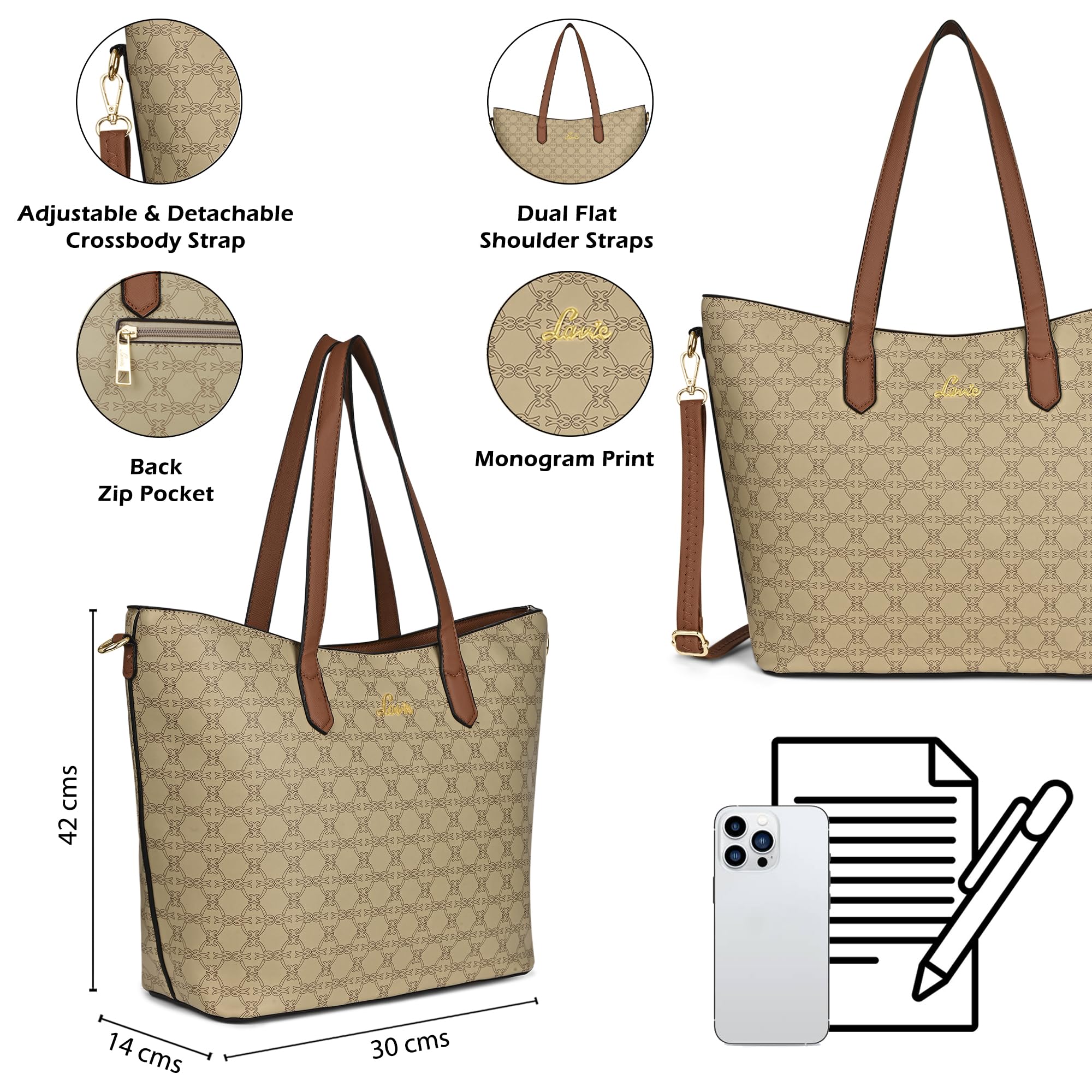 Lavie Women's Monoprint Hailon Tote Bag | Ladies Purse Handbag