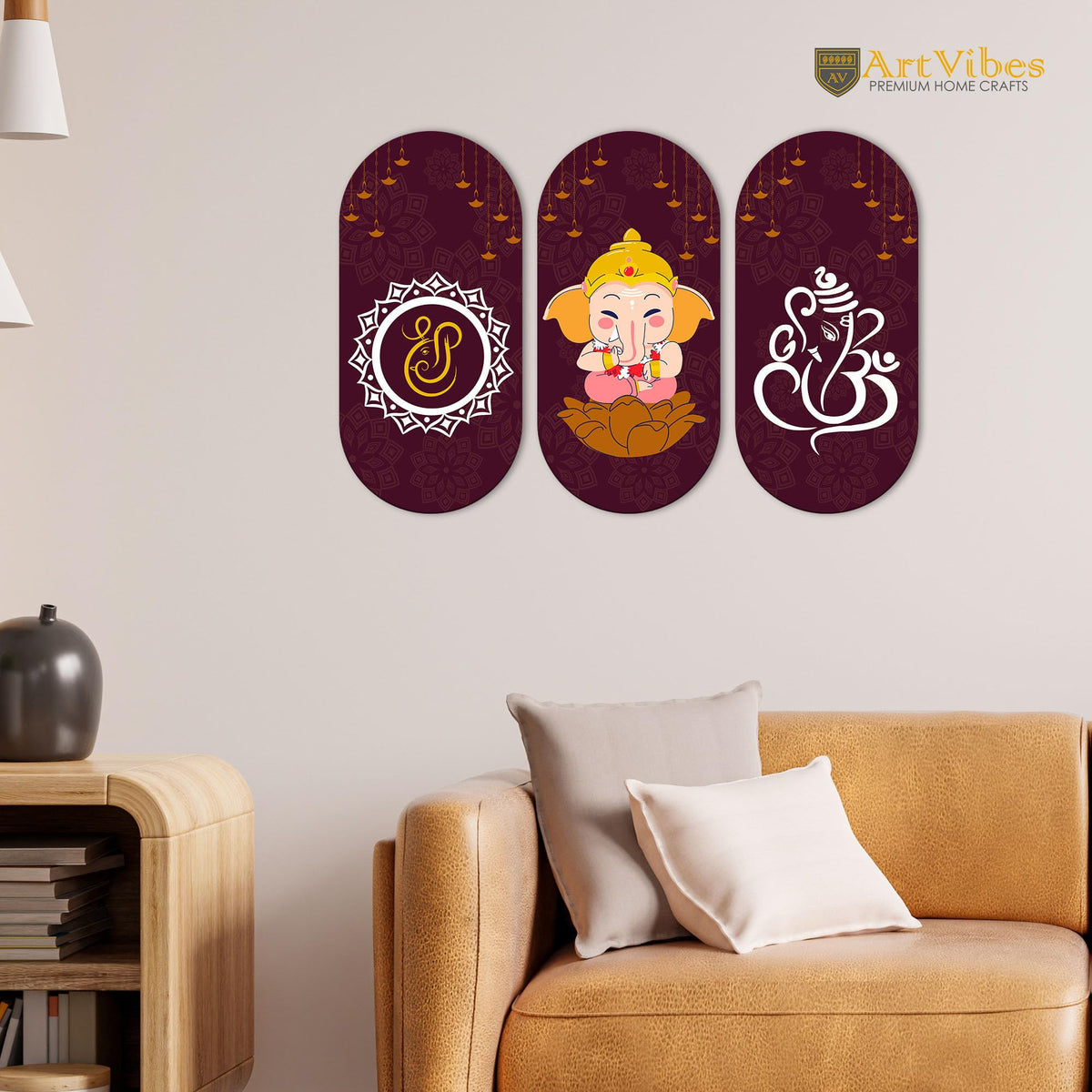 Artvibes Beautiful and Creative Art Printed Wooden Wall Hanger for Home | Office | Living Room | Gift | Modern Decoration Items | Kitchen Wall Decor | Artworks (WH_9006N), Set of 3