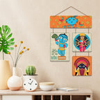 Artvibes Ethnic Shri Krishna & Maa Kali Folk Art Wall Hanging Home Decorative Wall Art for Living room | Spiritual Decor Items | Wall Illustrations | Artwork | Painting | Gift Items (WH_6527N)