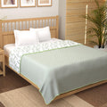 Story@Home Dohar Single Bed 100% Cotton AC Blanket for Summer | 144x220CM, 150GSM Ac Comforter and AC Blanket for Summer Light Green & White Floral Pattern Reversible Quilt All-Season Blanket Kafalo