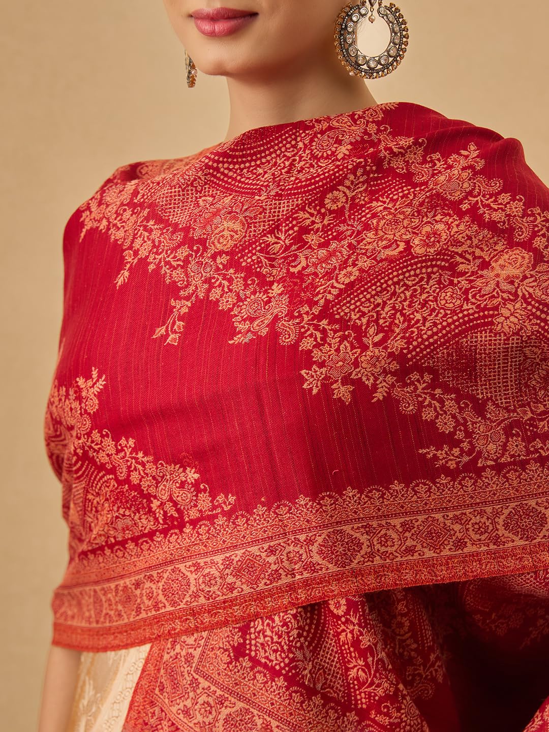 Pashmoda Women Kohsar Kashmiri Jamawar Woven Design Shawl (Size: 40x80in, 101x203cm) SECS53