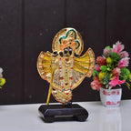 KridayKraft Shri Banke Bihari ji Vrindavan Maharaj Krishna Laddu Gopal with wodan Base Metal Statue Showpiece Figurines,Religious Idol Gift Article.
