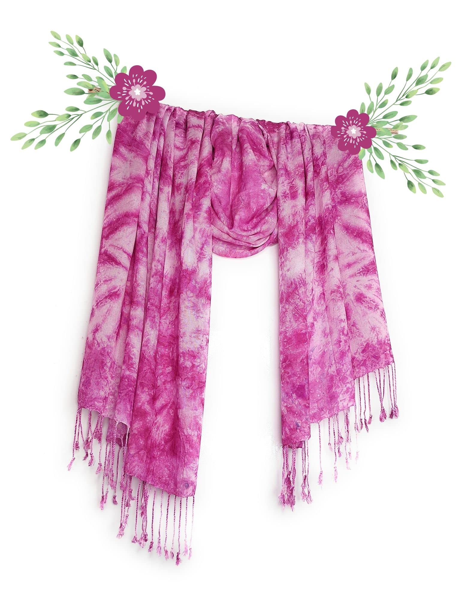 Chandwasia Rayon Shades Shibori Pattern Scarf Stole & Shawl | Viscose Fabric Unisex Accessory for Men and Women | Summer and Winter Wear