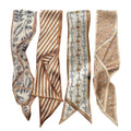 FFZDENA 4-Pack Hair Scarf for Women, Stylish Khaki French Retro Ribbon Tie, Polyester Satin Purse Wrap and Twilly for Handbag Handle Wrapping