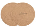 Classyo Cotton Coasters for Dining Table, 10 inch (Beige, Pack of 2) | Round Placemats for Hot Pots, Plates and Pans | Dining Table Placemats | Dining Table Mat | Washable Round Table Mats Kafalo