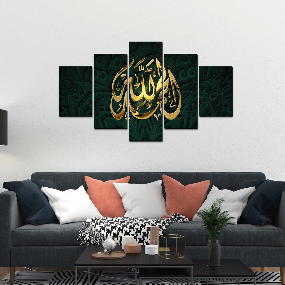 VIBECRAFTS Islamic Modern Design 5 Pieces Premium Wall Painting For Home|Office|Living Room|Gift (PTVC5Pcs1_5512)