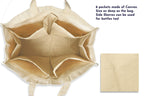 Green Practices Vegetable Compartment Bag with 6 pockets for Shopping (Set of 2); Eco-Friendly, Reusable, Multi-Purpose Washable Cotton Canvas Bags