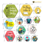 Artvibes Collect Moments Not Things Decorative Hexagon Shape MDF Wooden Wall Hanging | Quotes Decor Item | Wall Accent | Office Decor | Mdf Wall Decoration | Gift Items (WPS_206NN), Set of 13